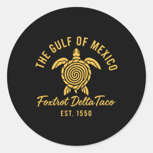 Sticker Rond Retro Golfe Du Mexique Est 1550 Foxtrot Delta Taco