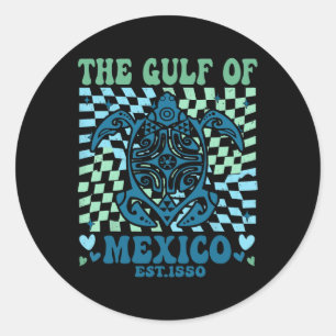 Sticker Rond Rétro Golfe Du Mexique Est 1550 Turtle Beach Shirt