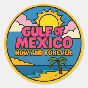 Sticker Rond Retro Golfe du Mexique Plage été