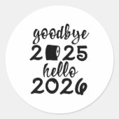Sticker Rond Retro Goodbye 2025 Hello 2026 Happy New Year Party (Devant)