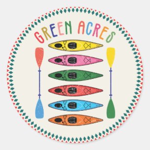 Sticker Rond Retro Green Acres Kayak