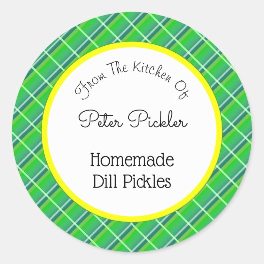 Sticker Rond Retro Green Plaid Custom Picker ou Baking (Devant)