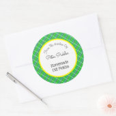 Sticker Rond Retro Green Plaid Custom Picker ou Baking (Enveloppe)