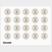 Sticker Rond Retro Grey Hand Drawn Illustrated Wedding  (Feuille)