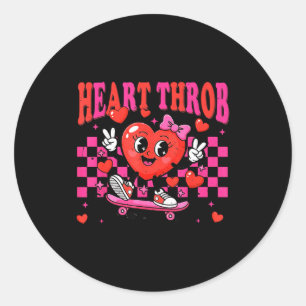 Sticker Rond Rétro Groovy Coup de Foudre Saint Valentin Tout-Pe