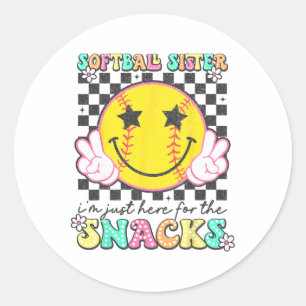 Sticker Rond Rétro Groovy Douillette Sœur Je Suis Juste Là Pour