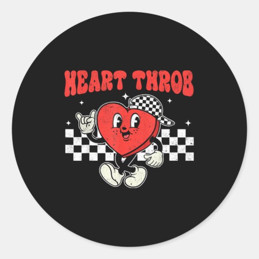Sticker Rond Retro Groovy Heart Throb Valentines Day Toddlers B (Devant)