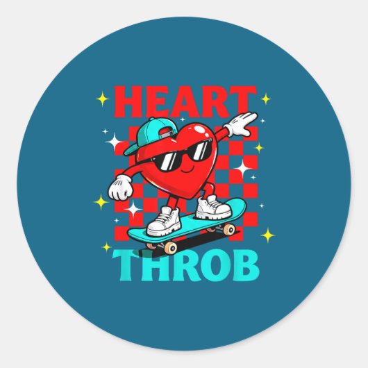 Sticker Rond Retro Groovy Heart Throb Valentines Day Toddlers B (Devant)