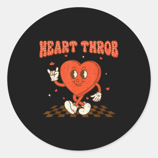 Sticker Rond Retro Groovy Heart Throb Valentines Day Toddlers B (Devant)