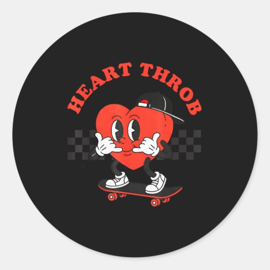 Sticker Rond Retro Groovy Heart Throb Valentines Day Toddlers B (Devant)
