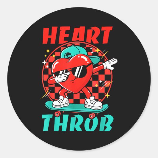 Sticker Rond Retro Groovy Heart Throb Valentines Day Toddlers B (Devant)