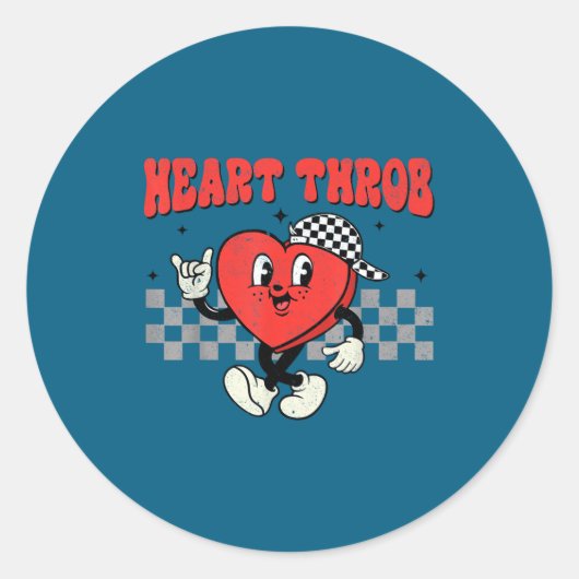 Sticker Rond Retro Groovy Heart Throb Valentines Day Toddlers B (Devant)