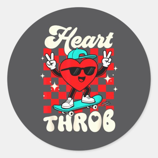 Sticker Rond Retro Groovy Heart Throb Valentines Day Toddlers B (Devant)