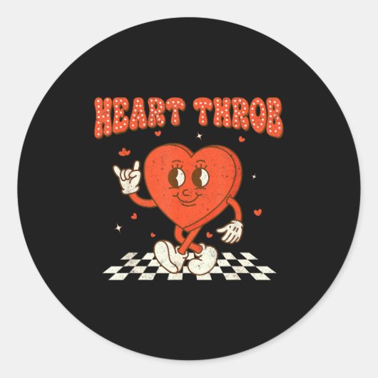 Sticker Rond Retro Groovy Heart Throb Valentines Day Toddlers B (Devant)