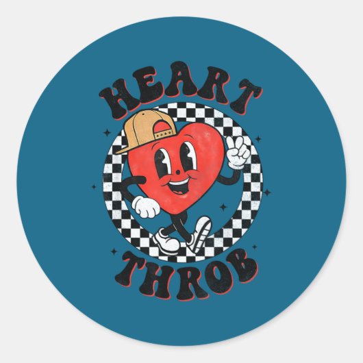 Sticker Rond Retro Groovy Heart Throb Valentines Day Toddlers B (Devant)