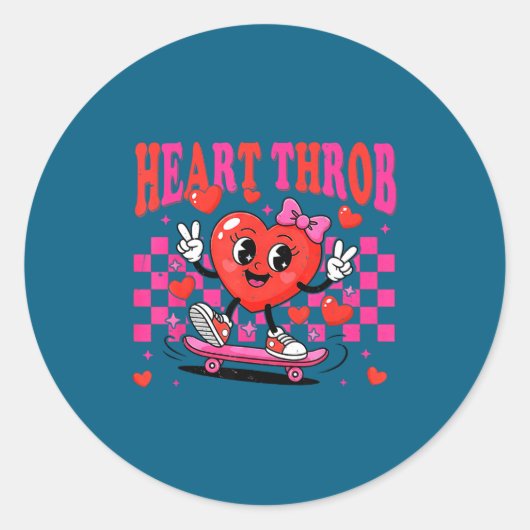 Sticker Rond Retro Groovy Heart Throb Valentines Day Toddlers G (Devant)
