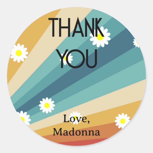 Sticker Rond Retro Groovy - Merci (Devant)