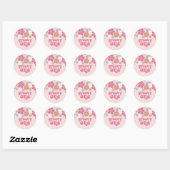 Sticker Rond Retro Groovy Une Fleur Rose (Feuille)