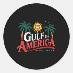 Sticker Rond Retro Gulf Of Us America Est 2025 Us Beach And Mex