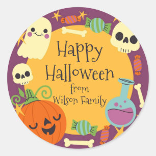 Sticker Rond Retro Halloween Éffrayant