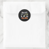 Sticker Rond Retro Halloween Gaming Controller Skeleton Game Ha (Sac)