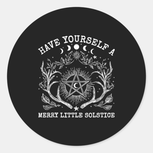 Sticker Rond Retro Have Yourself A Merry Little Solstice Yule C (Devant)