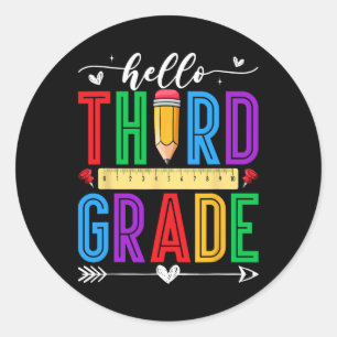 Sticker Rond Retro Hello 3e année Premier jour d'école Garçons