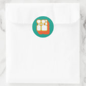 Sticker Rond Retro Hi Turquoise Orange (Sac)