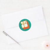 Sticker Rond Retro Hi Turquoise Orange (Enveloppe)