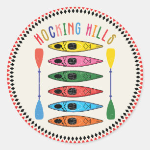 Sticker Rond Retro Hocking Hills Kayaking