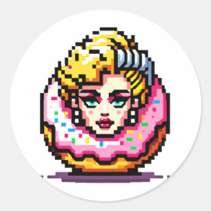 Sticker Rond Retro Hollywood Icon - Pixel Art Pop Culture