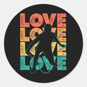 Sticker Rond Retro I Love Badminton Thème Design graphique