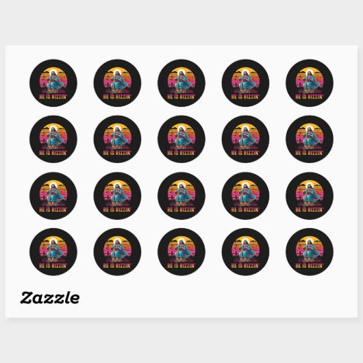 Sticker Rond Rétro Il Rizzin Drôle Jésus A Rizzen Pâques C (Feuille)