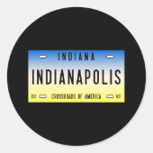 Sticker Rond Retro Indianapolis Indiana State License Plate (Devant)