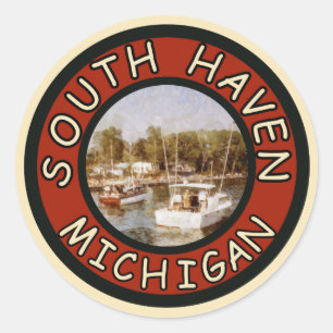 Sticker Rond Retro Inspiré Coloré South Haven Michigan Decal
