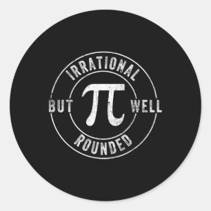 Sticker Rond Rétro Irrationnel Mais Bien Arrondi Pi Day Celebra