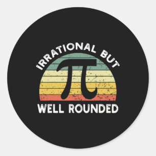 Sticker Rond Rétro Irrationnel Mais Bien Arrondi Pi Day Celebra