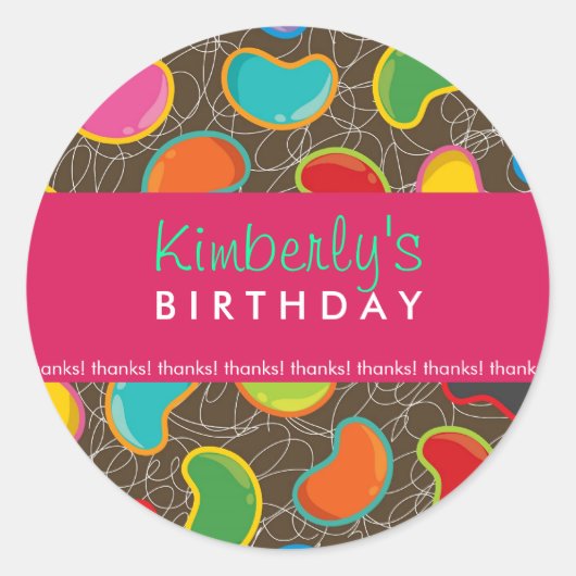 Sticker Rond Retro Jellybean Pop Sweet Candy Whimsical Annivers (Devant)