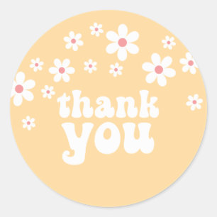 Sticker Rond Rétro Jeune Sauvage trois Daisy floral 3e annivers
