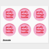 Sticker Rond rétro jolies choses à l'intérieur | nom URL rose r (Feuille)
