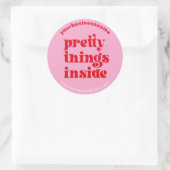 Sticker Rond rétro jolies choses à l'intérieur | nom URL rose r (Sac)