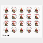 Sticker Rond Rétro Joyeux Noël Pin-Up (Feuille)