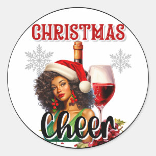 Sticker Rond Rétro Joyeux Noël Pin-Up