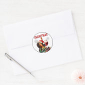 Sticker Rond Rétro Joyeux Noël Pin-Up (Enveloppe)