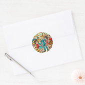 Sticker Rond Retro Kids Party Comics (Enveloppe)