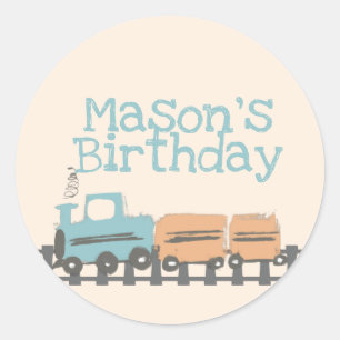 Sticker Rond Retro Kids Train 1ère fête d'anniversaire