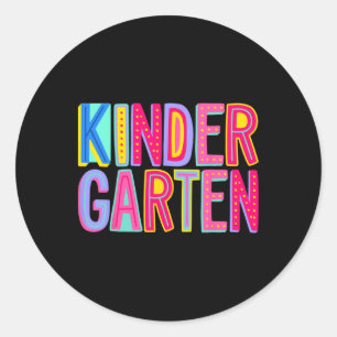 Sticker Rond Retro Kindergarten Rainbow Vibes Enseignant Enfant