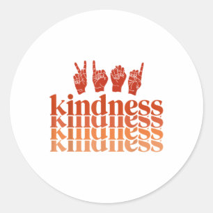 Sticker Rond Rétro Kindness Sourde Sensibilisation Chemise Lang
