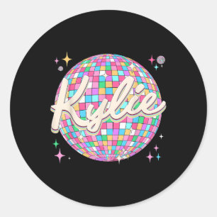 Sticker Rond Retro Kylie Prénom I Love Kylie Personnalisé D