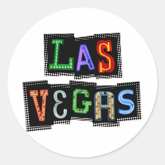 Sticker Rond Retro Las Vegas Neon (Devant)